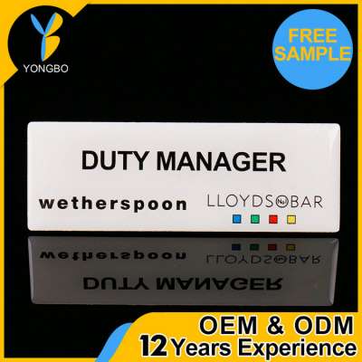 Factory direct metal Custom logo Printed magnetic name badge for sale